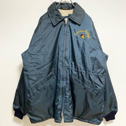 古着 used　70s　80s　WESTWIND　長袖カレッジワンポイント刺繍ブルゾン　裏ボア　深緑　ヴィンテージ　vintage