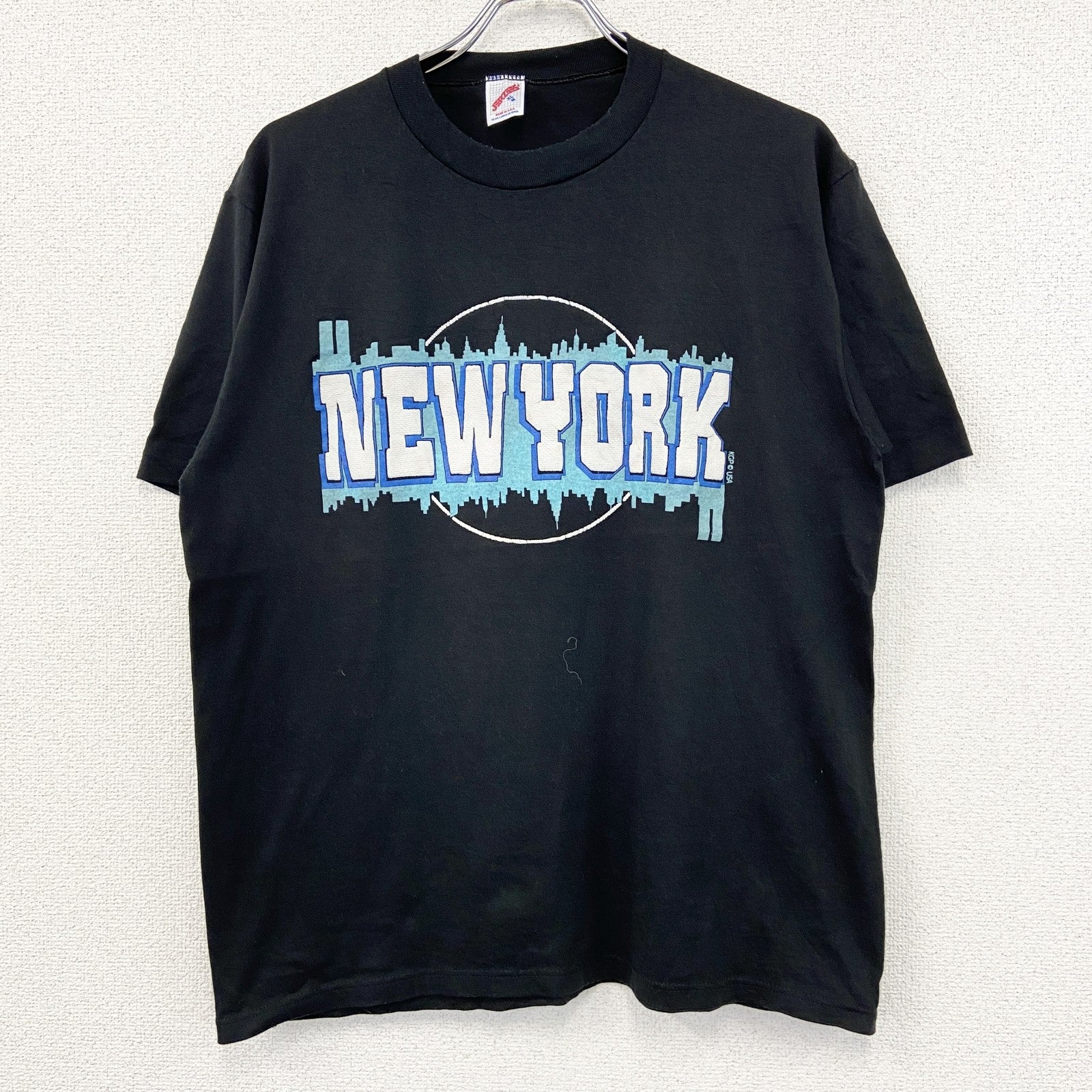 90s　JERZEES　ジャージーズ　半袖プリントTシャツ　US製　シングルステッチ　黒　ブラック　XLサイズ
