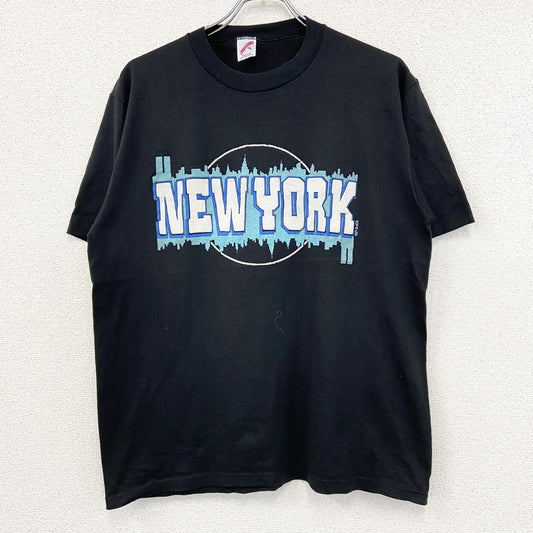 90s　JERZEES　ジャージーズ　半袖プリントTシャツ　US製　シングルステッチ　黒　ブラック　XLサイズ