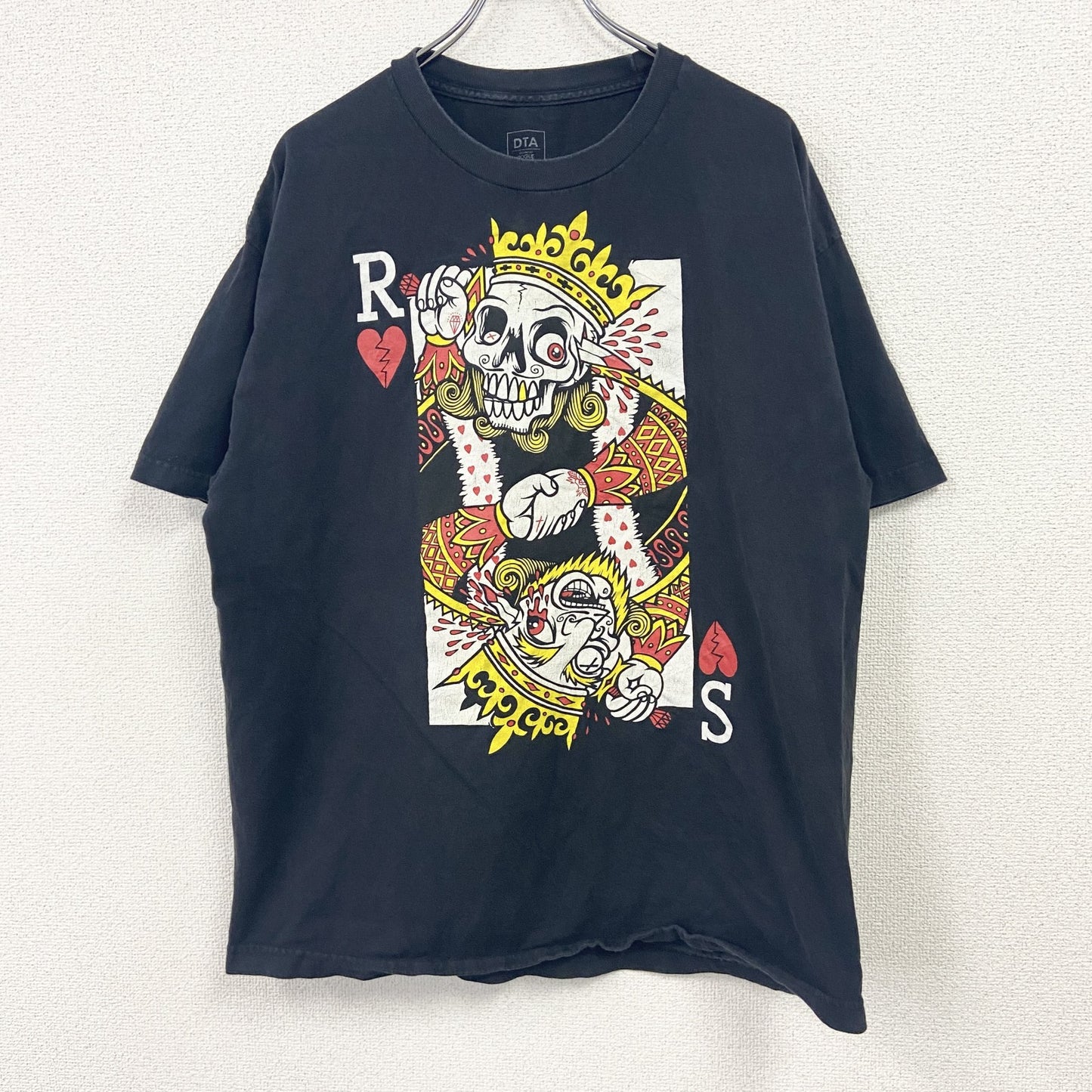 DTA　半袖プリントTシャツ　パロディT　ドクロ　トランプ　黒　ブラック　XLサイズ