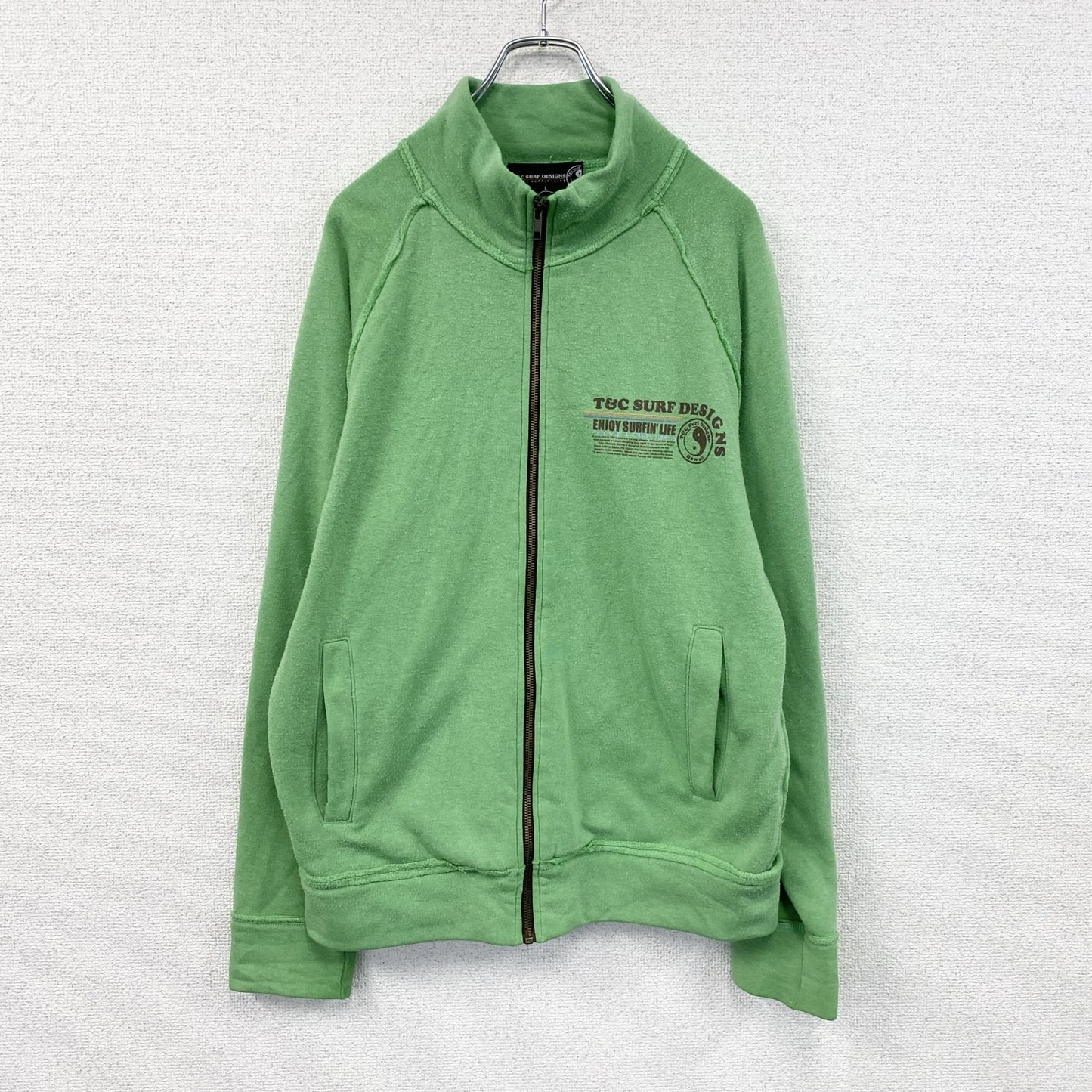 T&C Surf Designs　タウン＆カントリー サーフデザイン　フルジップスウェット/トレーナー　緑　グリーン　Lサイズ