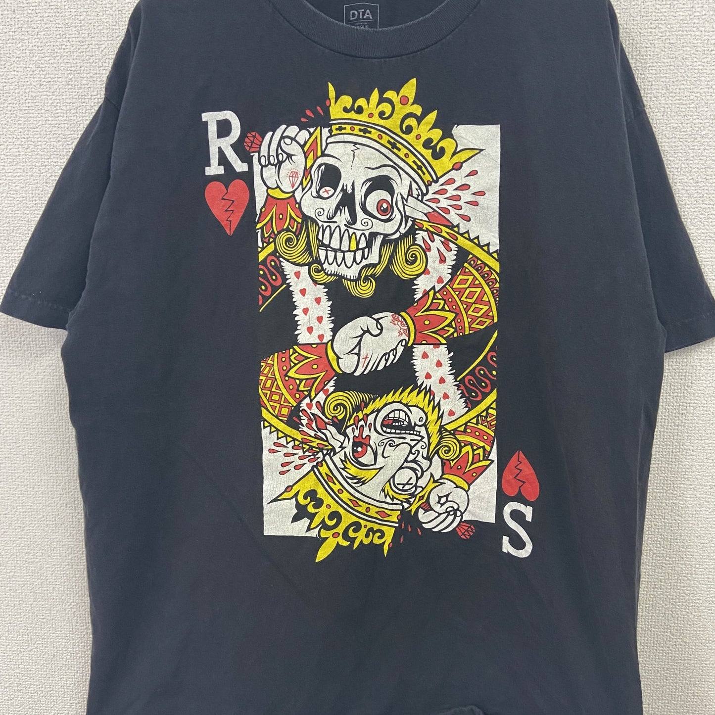 DTA　半袖プリントTシャツ　パロディT　ドクロ　トランプ　黒　ブラック　XLサイズ
