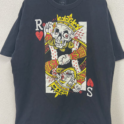 DTA　半袖プリントTシャツ　パロディT　ドクロ　トランプ　黒　ブラック　XLサイズ