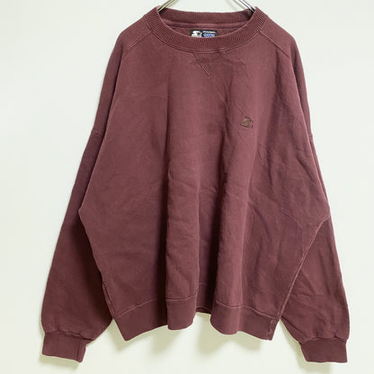 古着 used　STARTER スターター　長袖ワンポイント刺繍スウェット　トレーナー　クルーネック　ワインレッド　2XLサイズ
