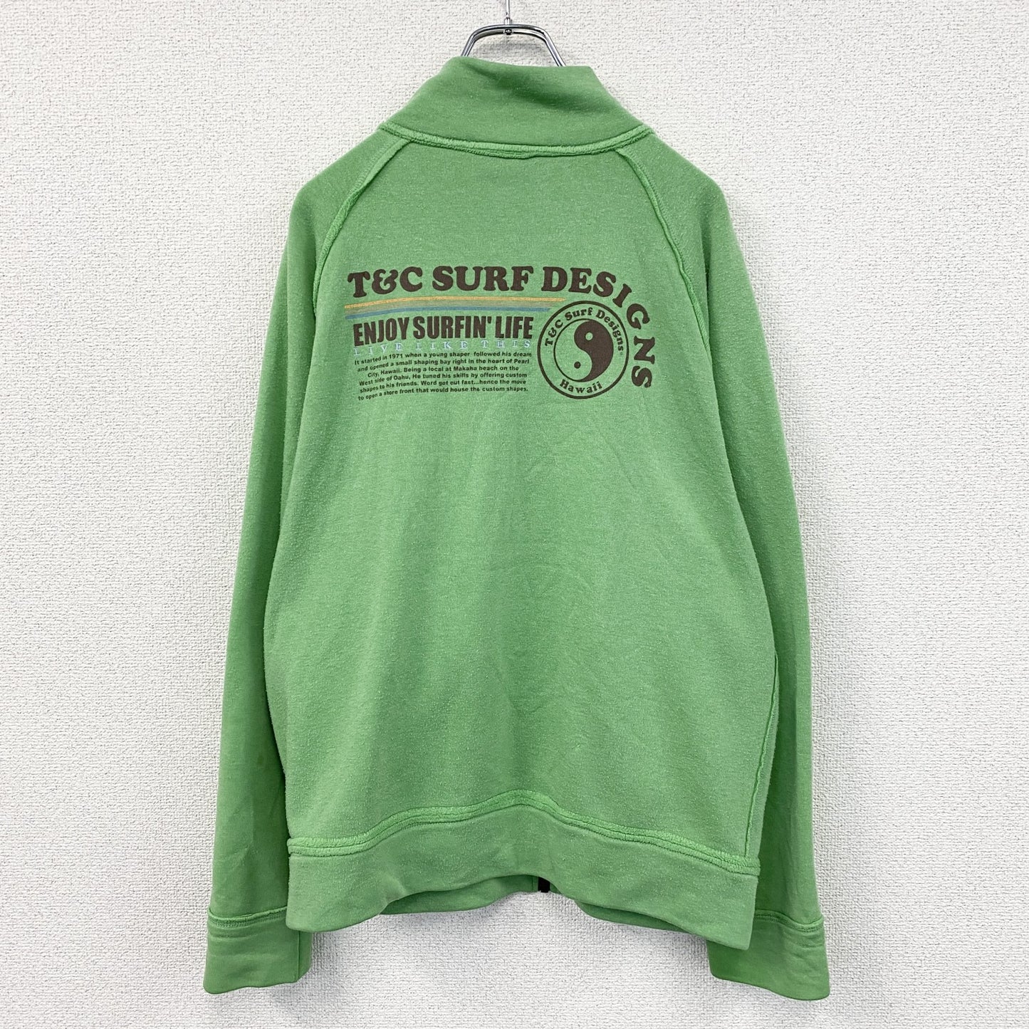T&C Surf Designs　タウン＆カントリー サーフデザイン　フルジップスウェット/トレーナー　緑　グリーン　Lサイズ
