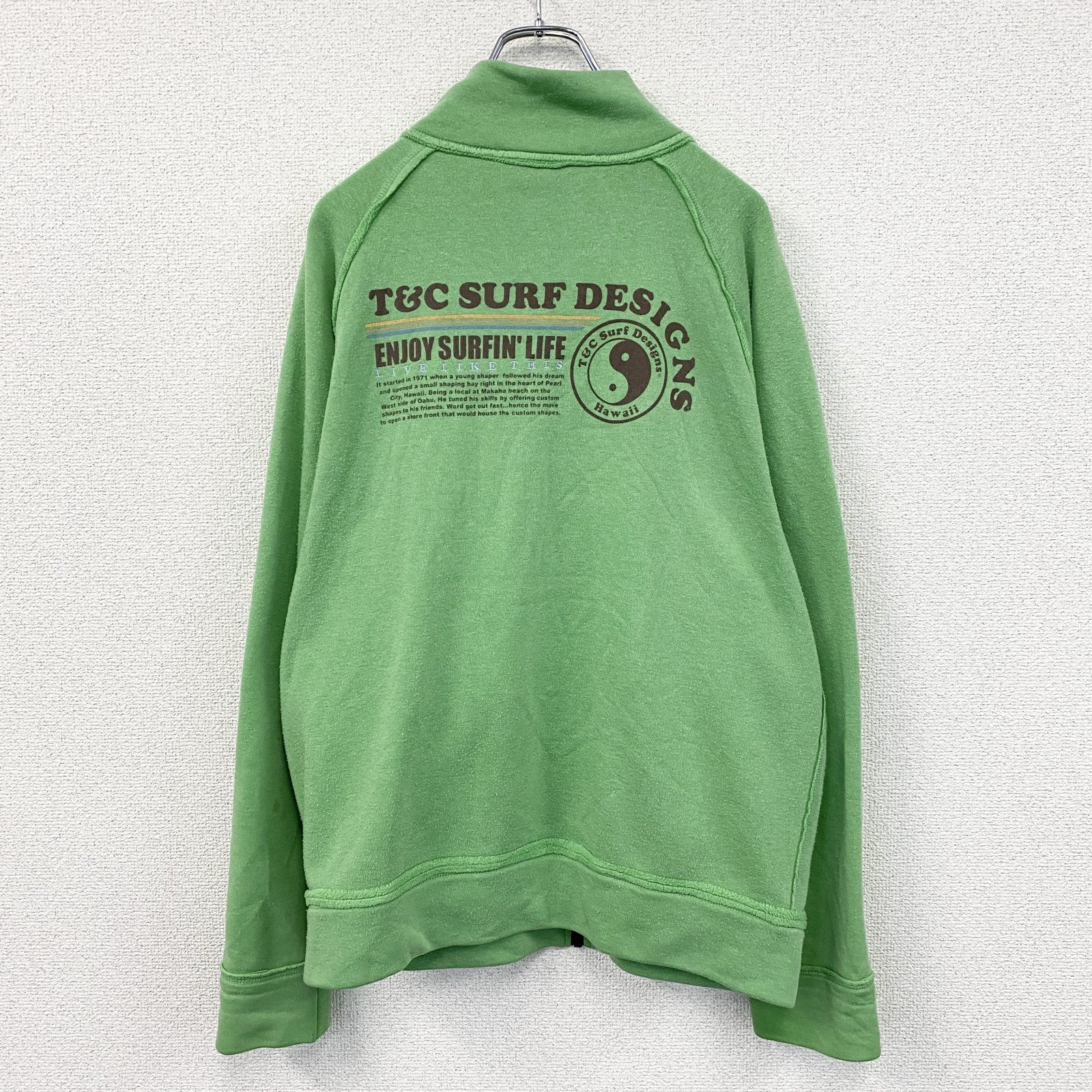 T&C Surf Designs　タウン＆カントリー サーフデザイン　フルジップスウェット/トレーナー　緑　グリーン　Lサイズ