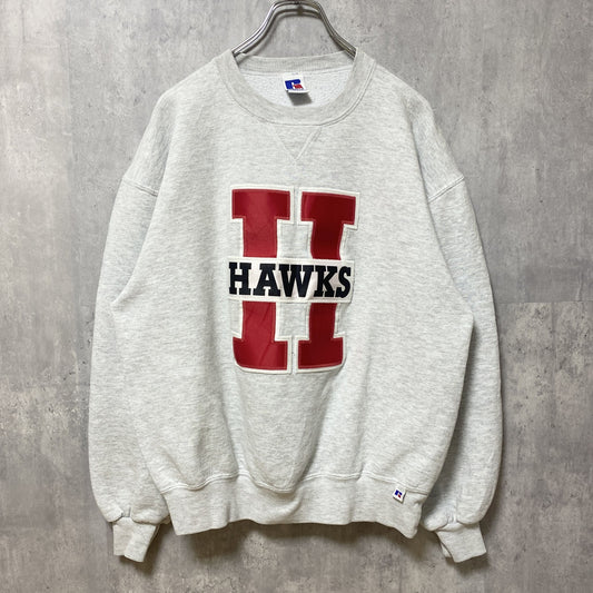 古着 used　90s　RUSSELL ラッセル　長袖刺繍スウェット　トレーナー　ヴィンテージ　USA製　霜降りカラー　Lサイズ