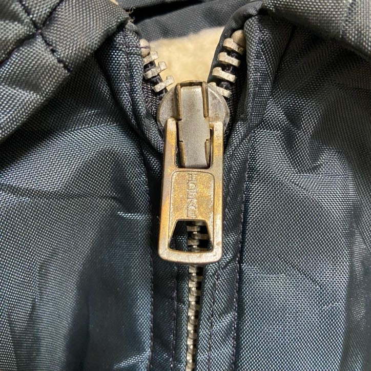 古着 used　70s　80s　WESTWIND　長袖カレッジワンポイント刺繍ブルゾン　裏ボア　深緑　ヴィンテージ　vintage