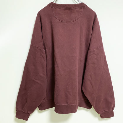 古着 used　STARTER スターター　長袖ワンポイント刺繍スウェット　トレーナー　クルーネック　ワインレッド　2XLサイズ