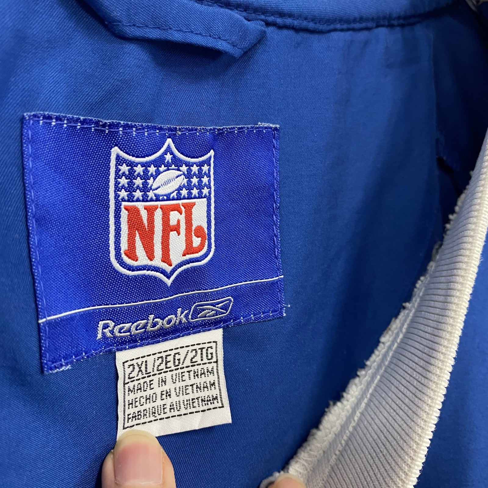 NFL　Reebok　リーボック　プルオーバージャケット　刺繍　青　2XLサイズ