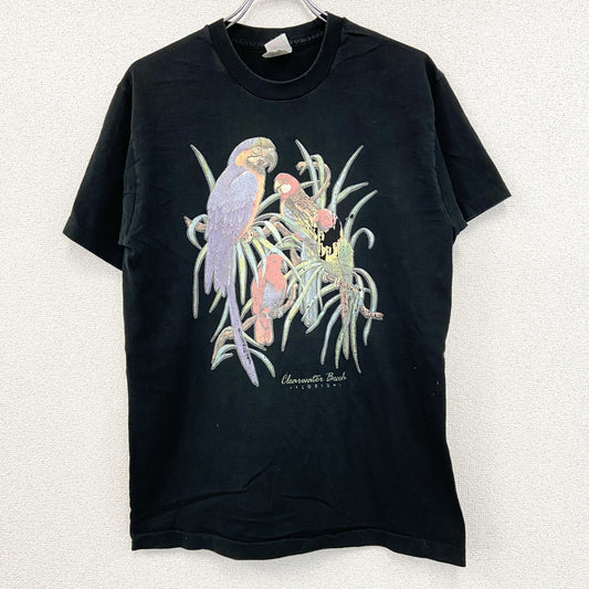 90s　FRUIT OF THE LOOM　フルーツオブザルーム　半袖プリントTシャツ　黒　ブラック　Lサイズ