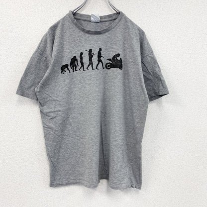 BC collection　半袖プリントTシャツ　人類の進化　灰色　グレー　Lサイズ
