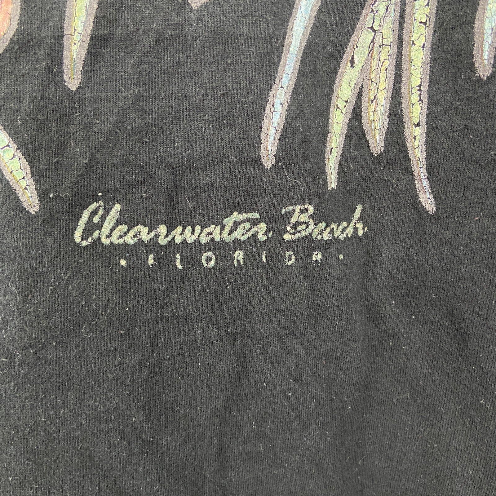 90s　FRUIT OF THE LOOM　フルーツオブザルーム　半袖プリントTシャツ　黒　ブラック　Lサイズ