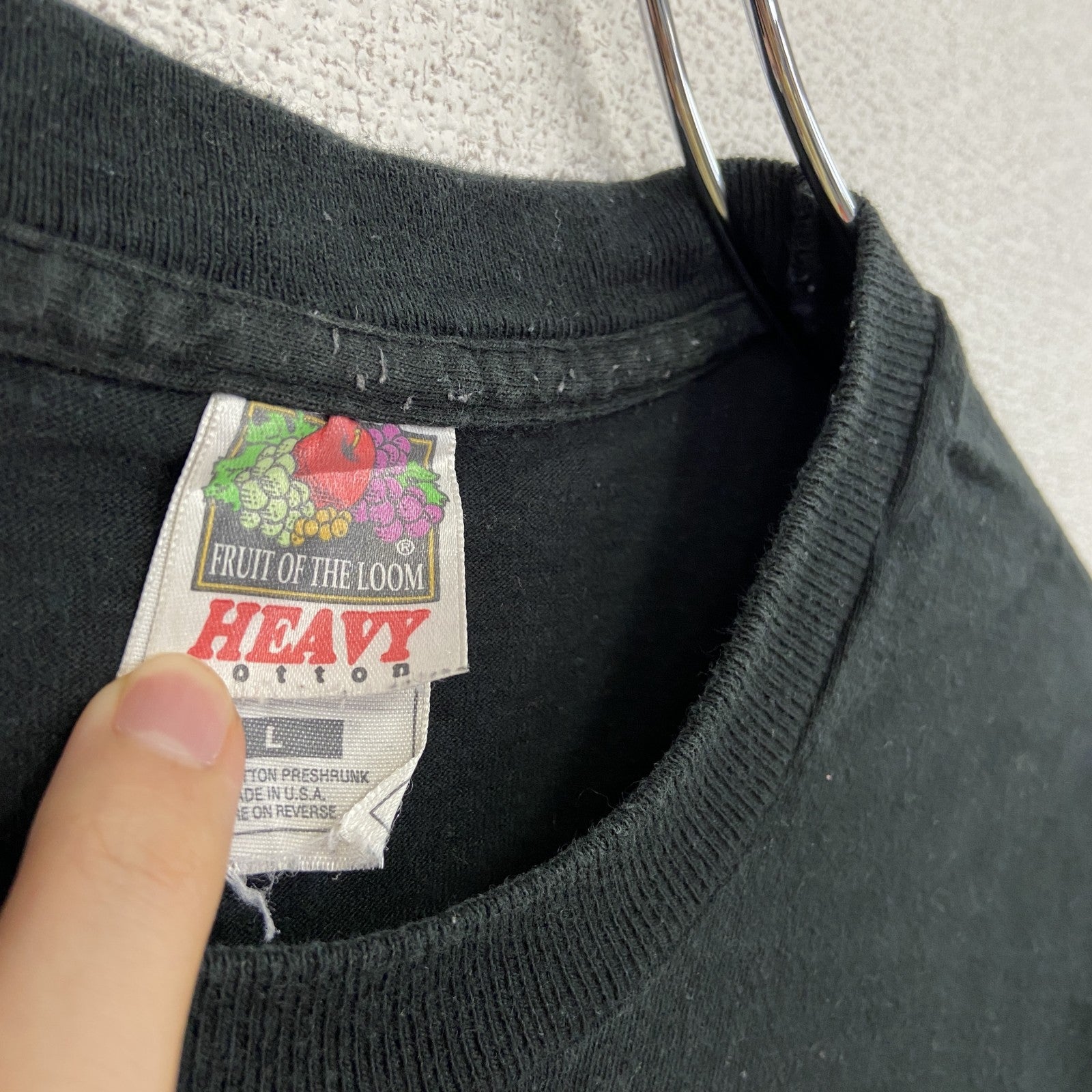 90s　FRUIT OF THE LOOM　フルーツオブザルーム　半袖プリントTシャツ　黒　ブラック　Lサイズ