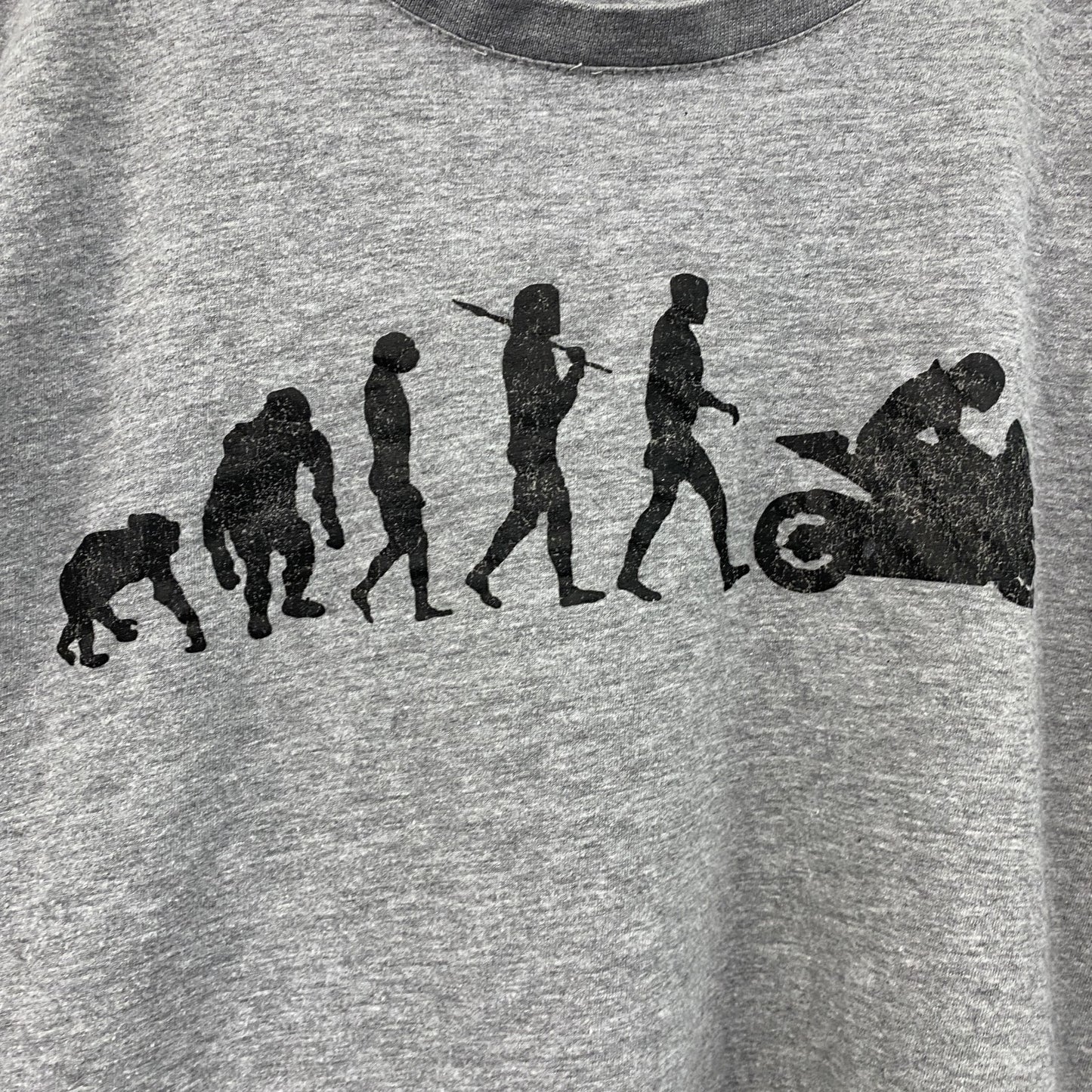BC collection　半袖プリントTシャツ　人類の進化　灰色　グレー　Lサイズ
