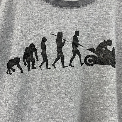 BC collection　半袖プリントTシャツ　人類の進化　灰色　グレー　Lサイズ