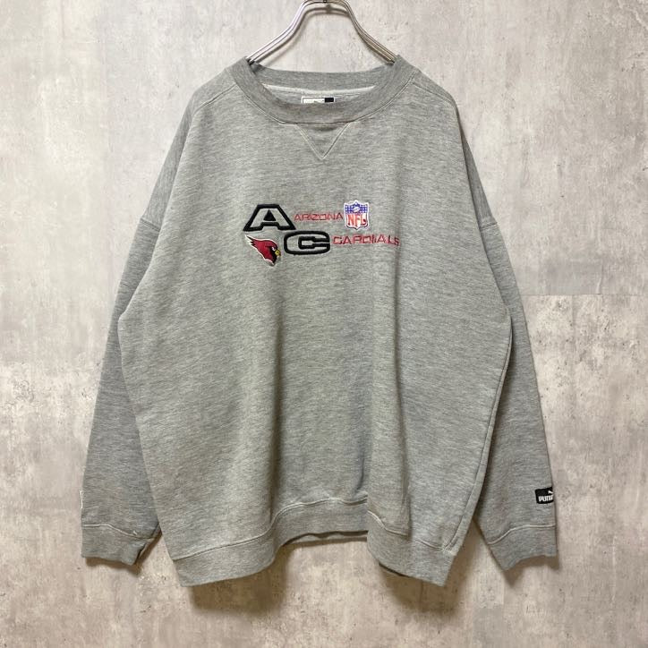 ～90s　PUMA　プーマ　NFL　アリゾナカージナルス　アメフト　刺繍スウェット/トレーナー　グレー　XLサイズ