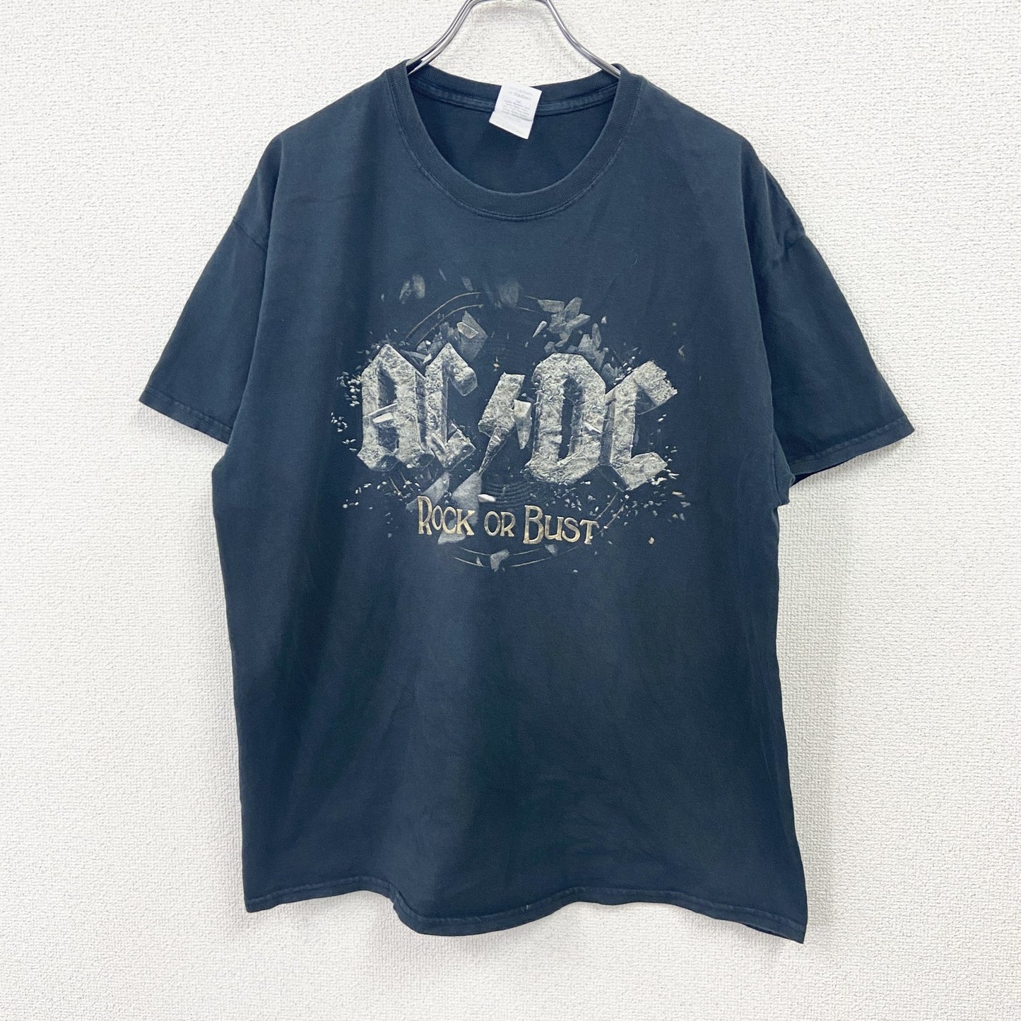 GILDAN　ギルダン　AC DC　半袖Tシャツ　バンドT　3Dプリント　黒　ブラック　XLサイズ