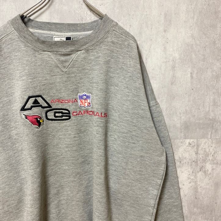 ～90s　PUMA　プーマ　NFL　アリゾナカージナルス　アメフト　刺繍スウェット/トレーナー　グレー　XLサイズ