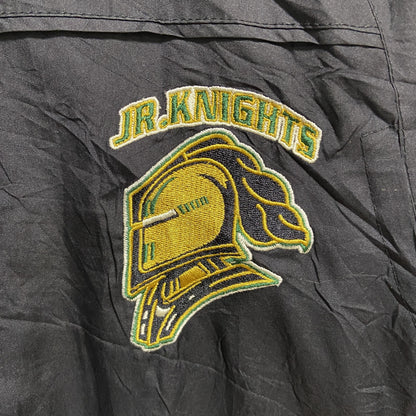 古着 used　CCM　長袖ハイネックナイロンジャケット　ジップアップアウター　ワンポイント刺繍　JR.KNIGHTS　黒　秋冬服