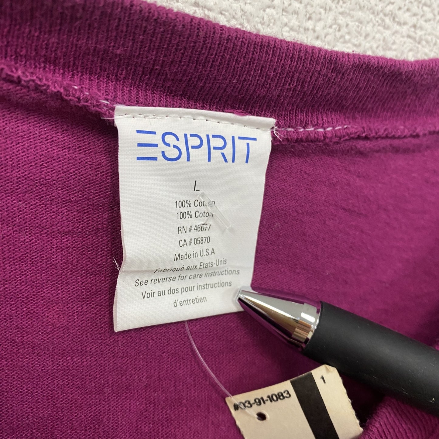 ESPRIT　半袖プリントTシャツ　紫　パープル　Lサイズ