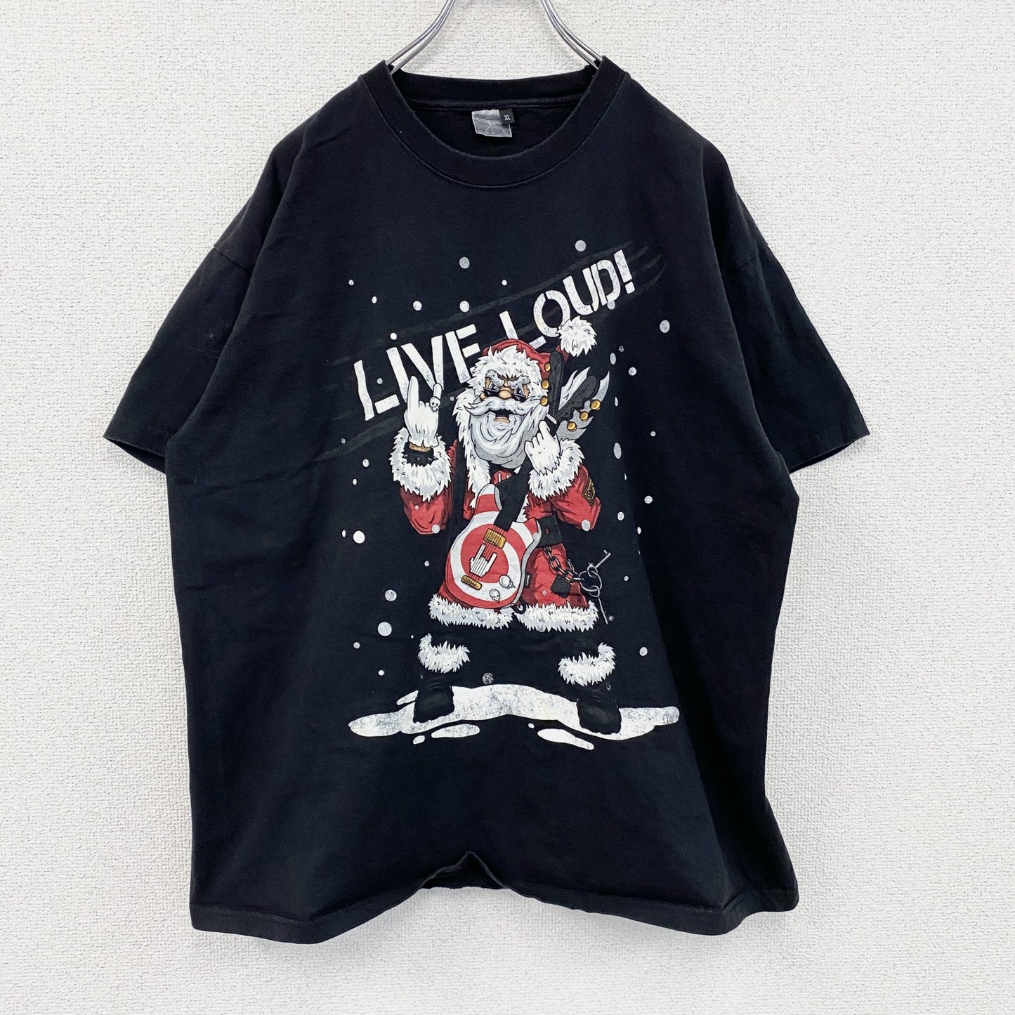 半袖プリントTシャツ　Santa Claus　サンタクロース　黒　ブラック　XLサイズ