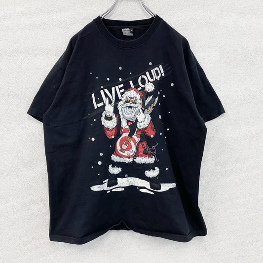 半袖プリントTシャツ　Santa Claus　サンタクロース　黒　ブラック　XLサイズ