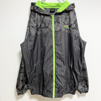 古着 used　nickelodeon　TURTLES　タートルズ　長袖ナイロンジャケット　キャラクター　グレー　緑　XLサイズ