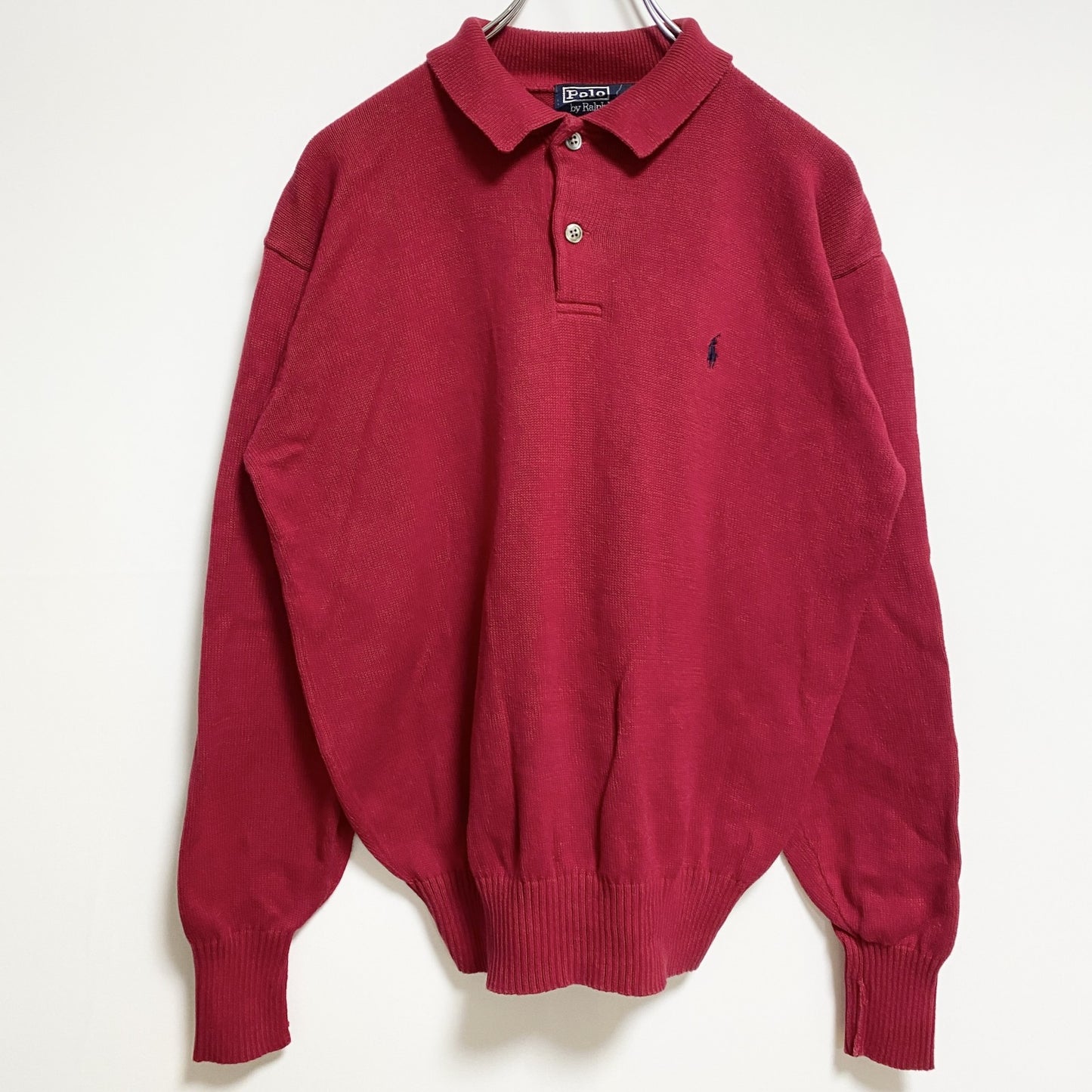 Polo by Ralph Lauren　ポロバイラルフローレン　長袖ポロシャツニット　赤　Sサイズ