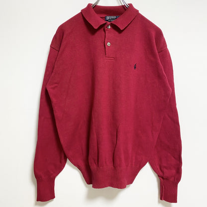 Polo by Ralph Lauren　ポロバイラルフローレン　長袖ポロシャツニット　赤　Sサイズ