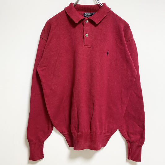Polo by Ralph Lauren　ポロバイラルフローレン　長袖ポロシャツニット　赤　Sサイズ