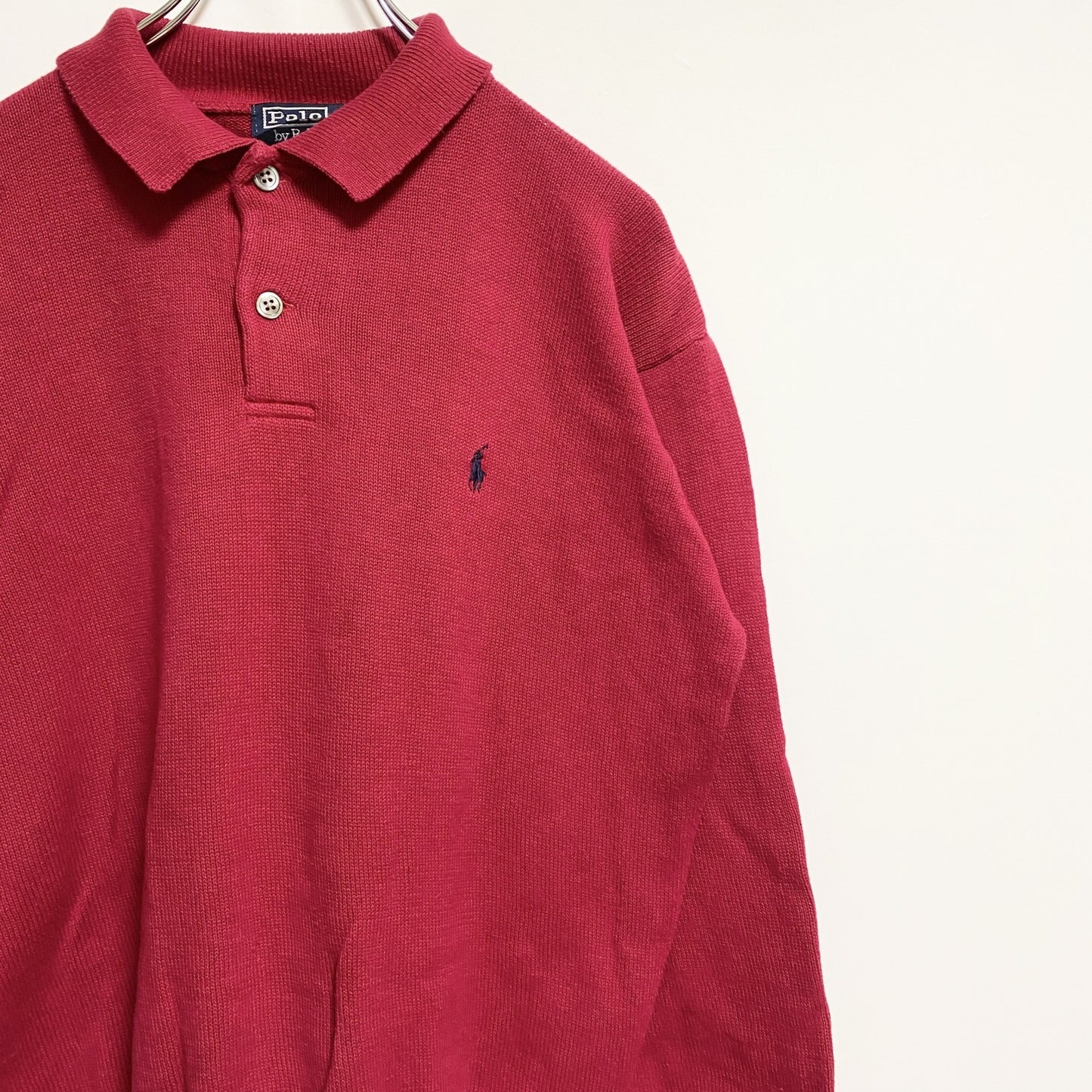 Polo by Ralph Lauren　ポロバイラルフローレン　長袖ポロシャツニット　赤　Sサイズ