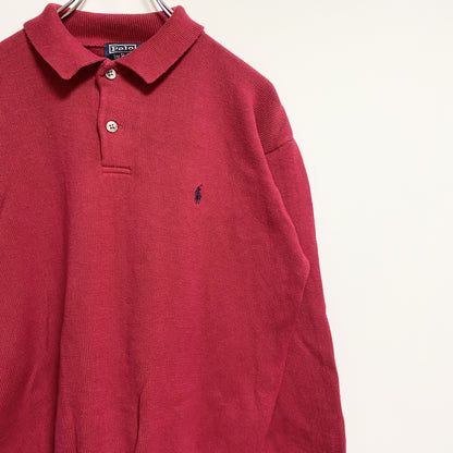 Polo by Ralph Lauren　ポロバイラルフローレン　長袖ポロシャツニット　赤　Sサイズ