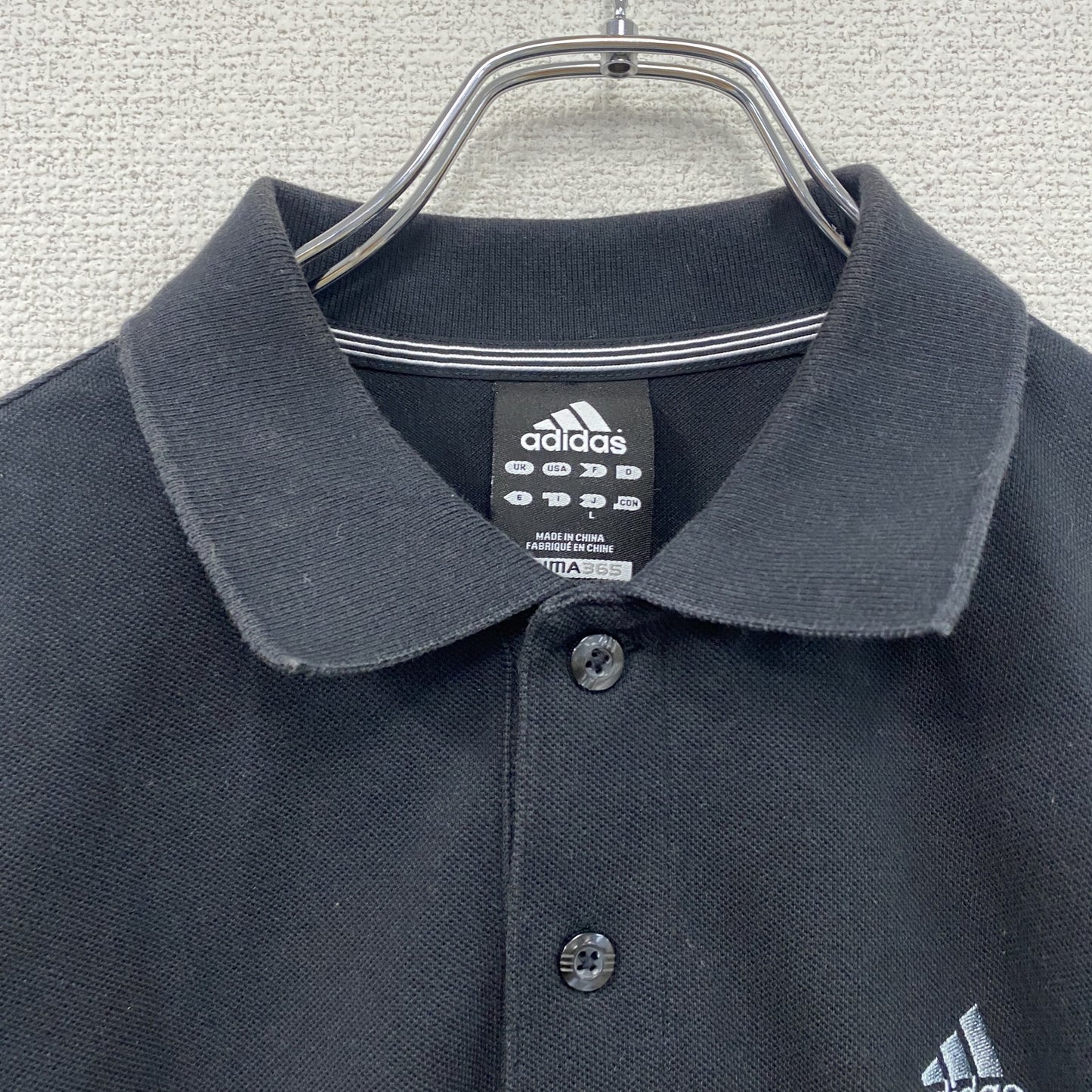 adidas　アディダス　半袖ポロシャツ　パフォーマンスロゴ　黒　ブラック　Lサイズ