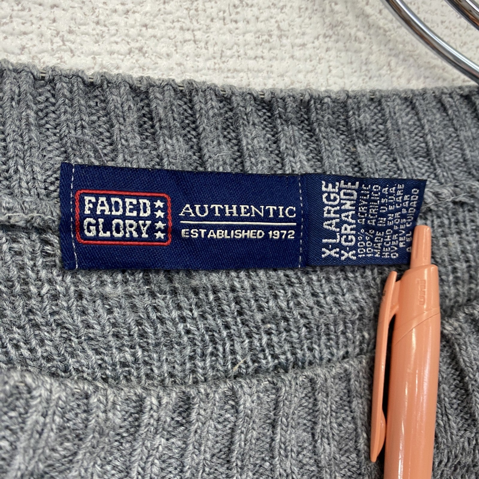 古着 used　FADED GLORY　フェイデッドグローリー　アクリルニットセーター　灰色　グレー　XLサイズ