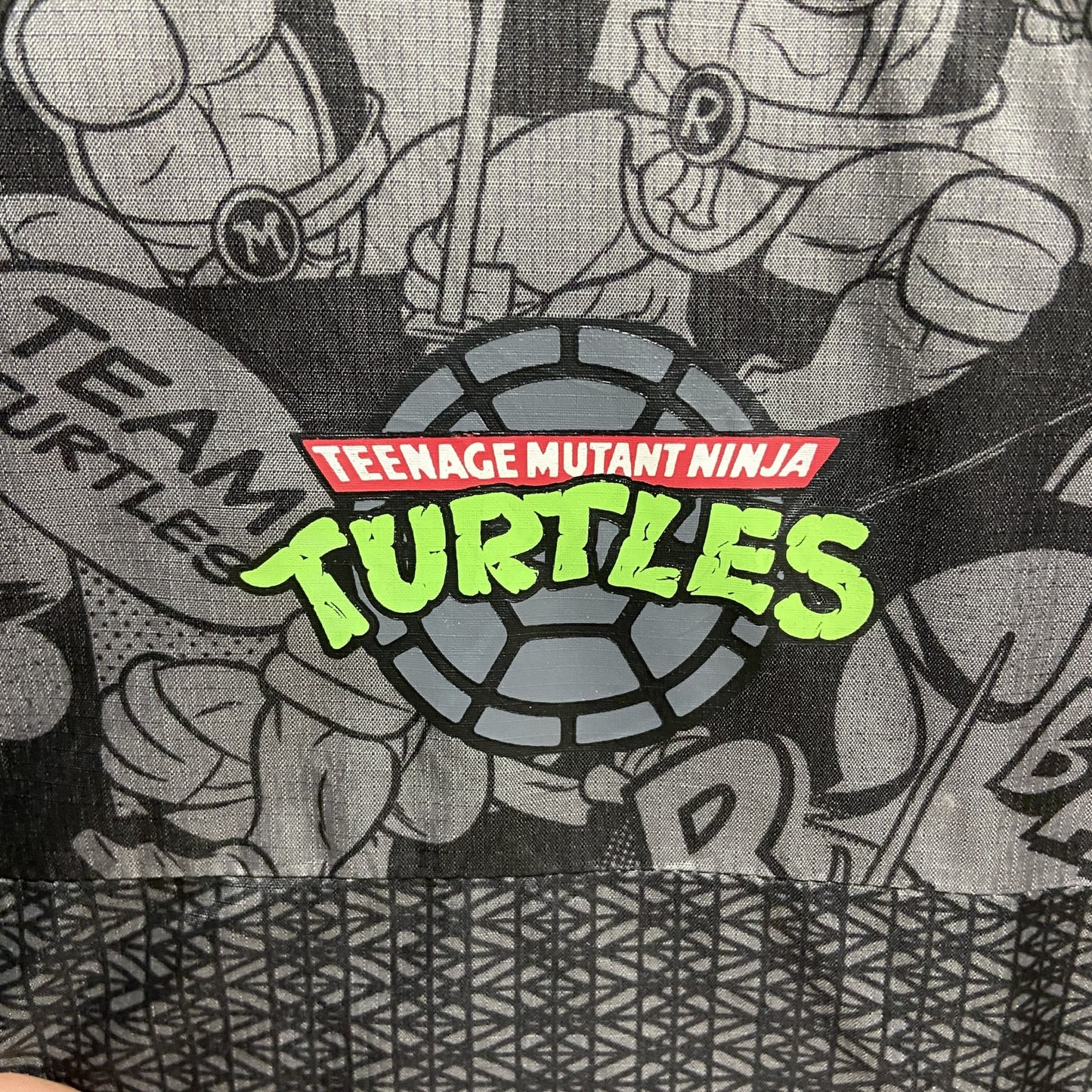 古着 used　nickelodeon　TURTLES　タートルズ　長袖ナイロンジャケット　キャラクター　グレー　緑　XLサイズ
