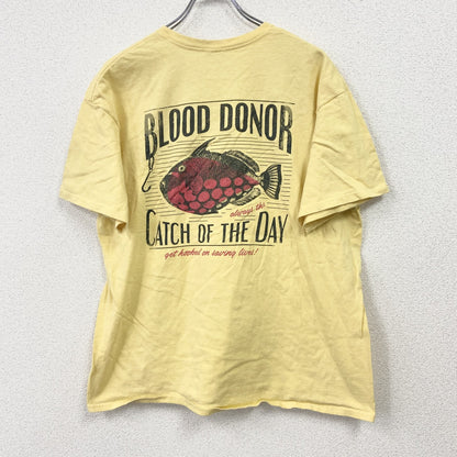 DELTA PRO WEIGHT　半袖プリントTシャツ　熱帯魚　献血　黄色　イエロー　XLサイズ