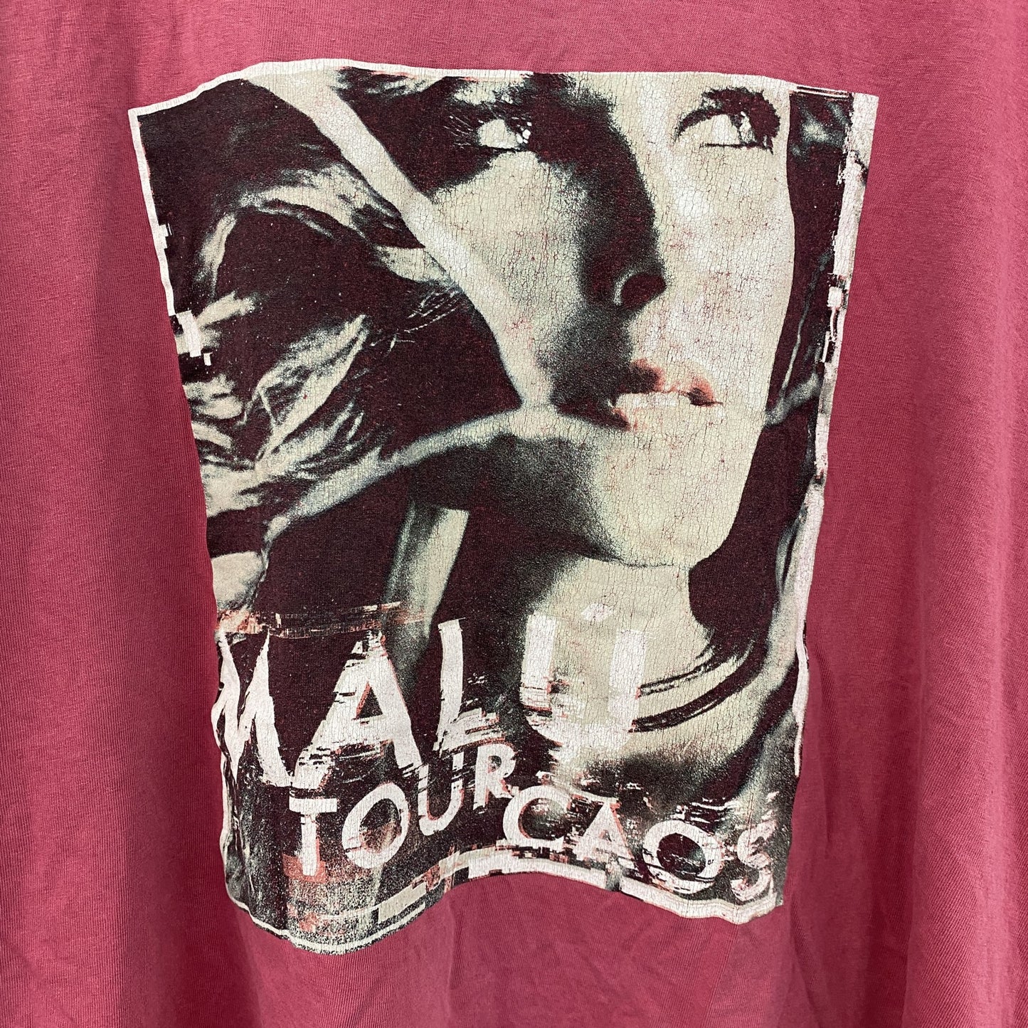 MALU　半袖プリントTシャツ　ピンク　XLサイズ