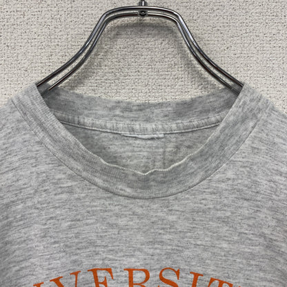 半袖プリントTシャツ　カレッジロゴ　シングルステッチ　霜降りグレー