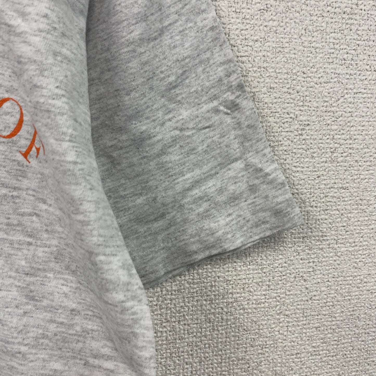 半袖プリントTシャツ　カレッジロゴ　シングルステッチ　霜降りグレー