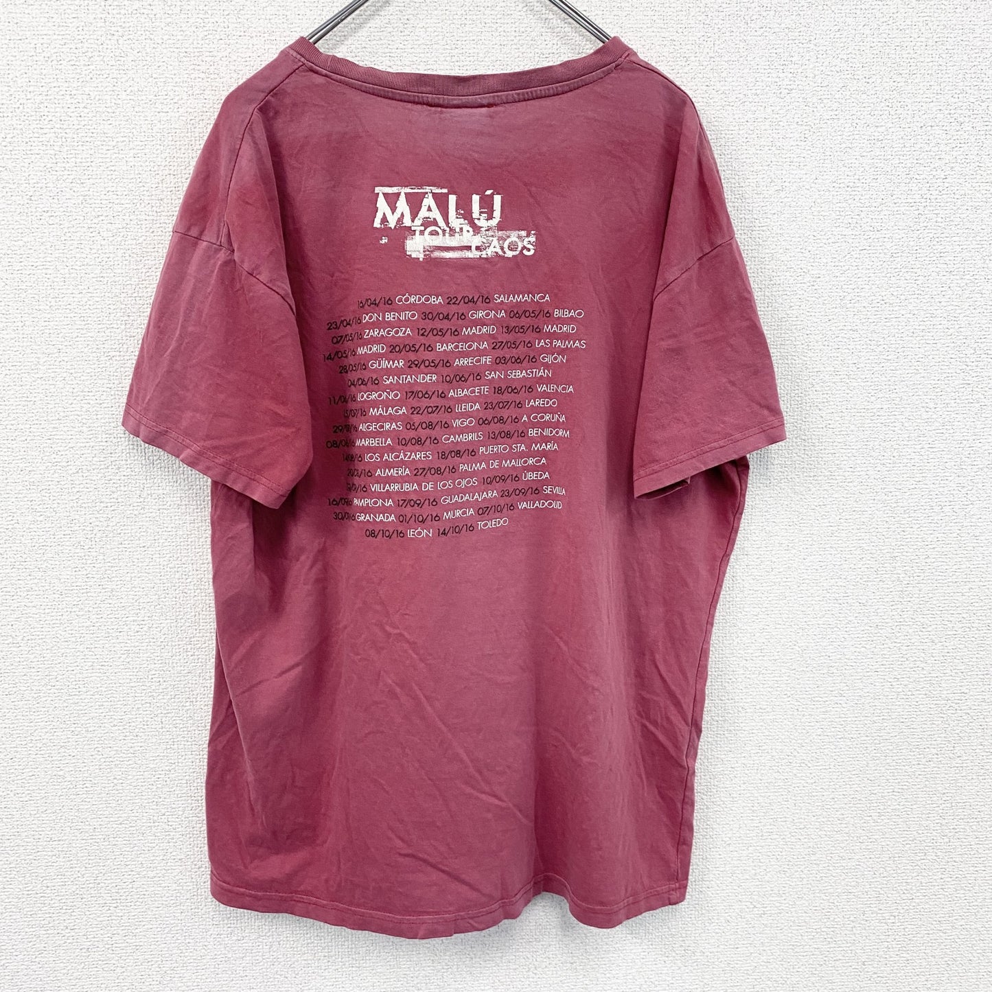 MALU　半袖プリントTシャツ　ピンク　XLサイズ