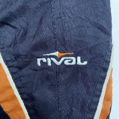 古着 used　rivaL　長袖ハーフジップナイロンジャケット　ワンポイント刺繍　黒　オレンジ　ビッグシルエット　2XLサイズ