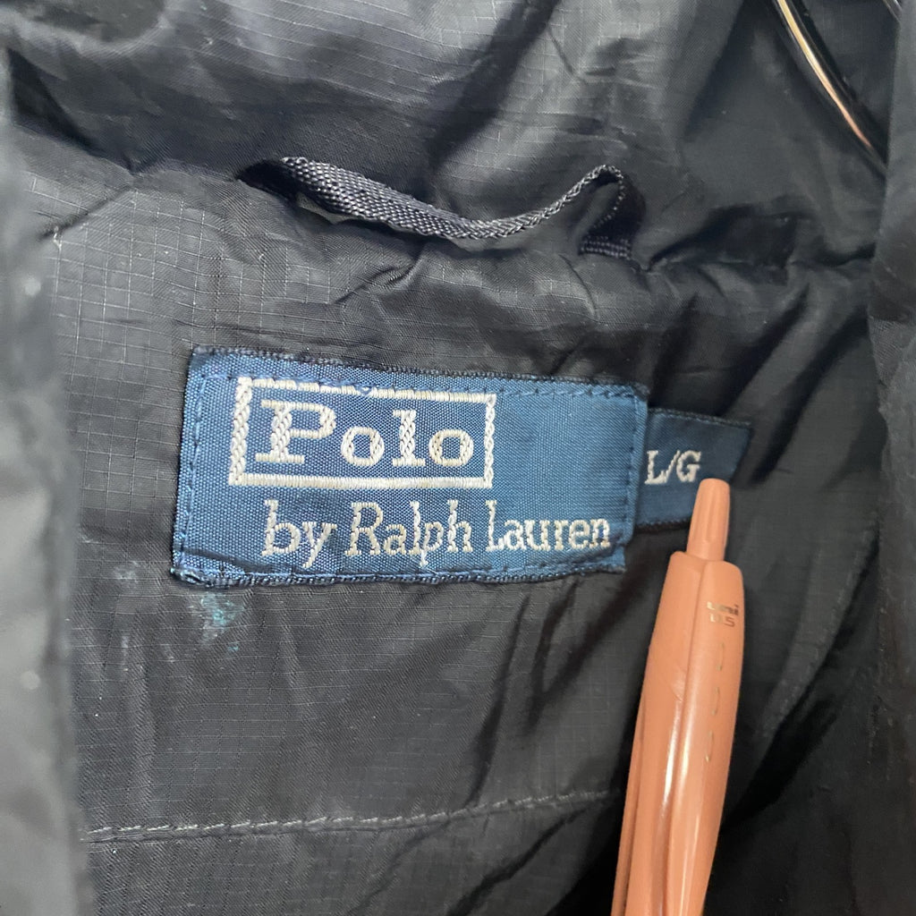 古着 used　Polo by Ralph Lauren　ポロバイラルフローレン　刺繍ダウンジャケット　黒　ブラック　Lサイズ