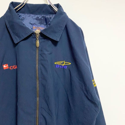 古着 used　McCARTHY　長袖ワンポイント刺繍ブルゾン　ジップアップジャケット　ネイビー　紺　秋冬服　Mサイズ