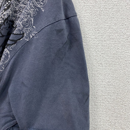 DENIM73　半袖プリントTシャツ　灰色　グレー　XLサイズ