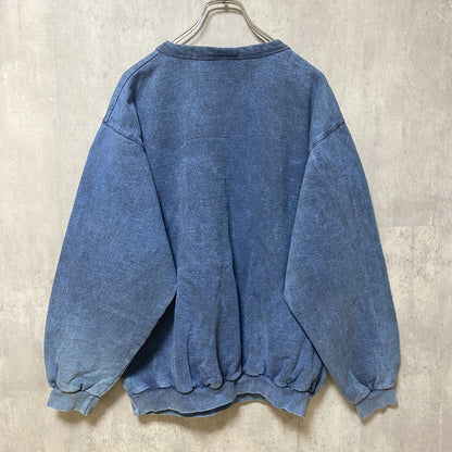 古着 used　90s　90年代　カナダ製　長袖アニマル柄プリントスウェット　トレーナー　青　ヴィンテージ　レトロ　Lサイズ