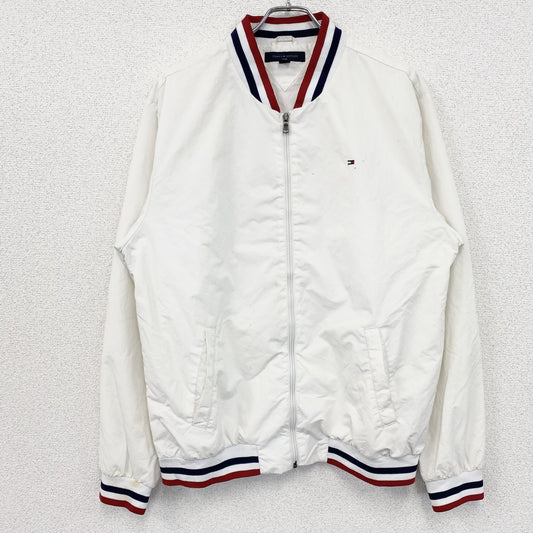 古着 used　TOOMY HILFIGER　トミーヒルフィガー　フルジップナイロンジャケット　白　ホワイト　XLサイズ