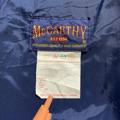 古着 used　McCARTHY　長袖ワンポイント刺繍ブルゾン　ジップアップジャケット　ネイビー　紺　秋冬服　Mサイズ