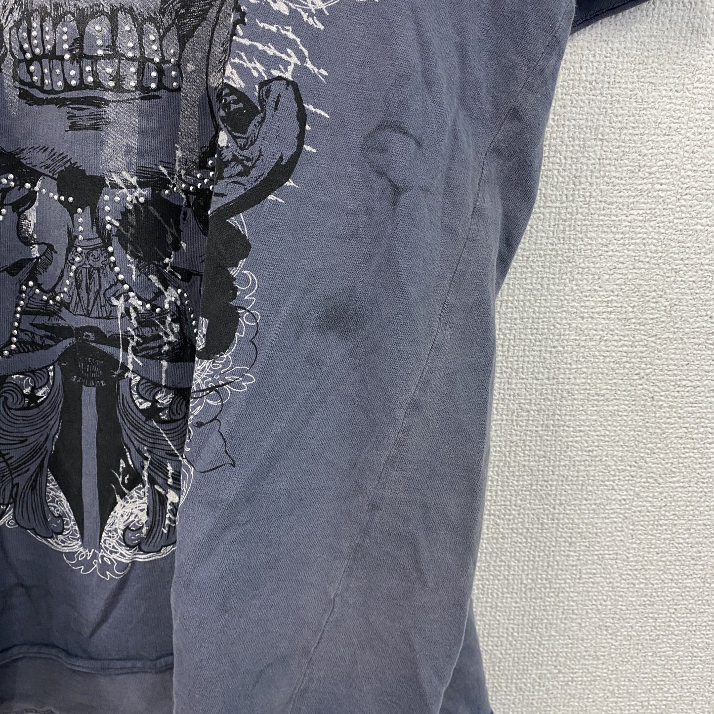 DENIM73　半袖プリントTシャツ　灰色　グレー　XLサイズ
