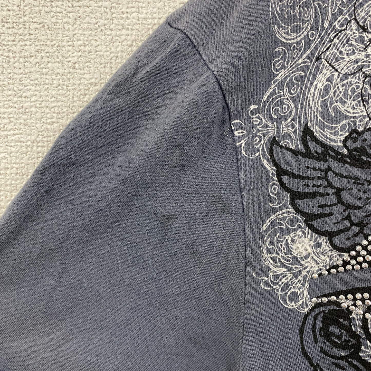 DENIM73　半袖プリントTシャツ　灰色　グレー　XLサイズ